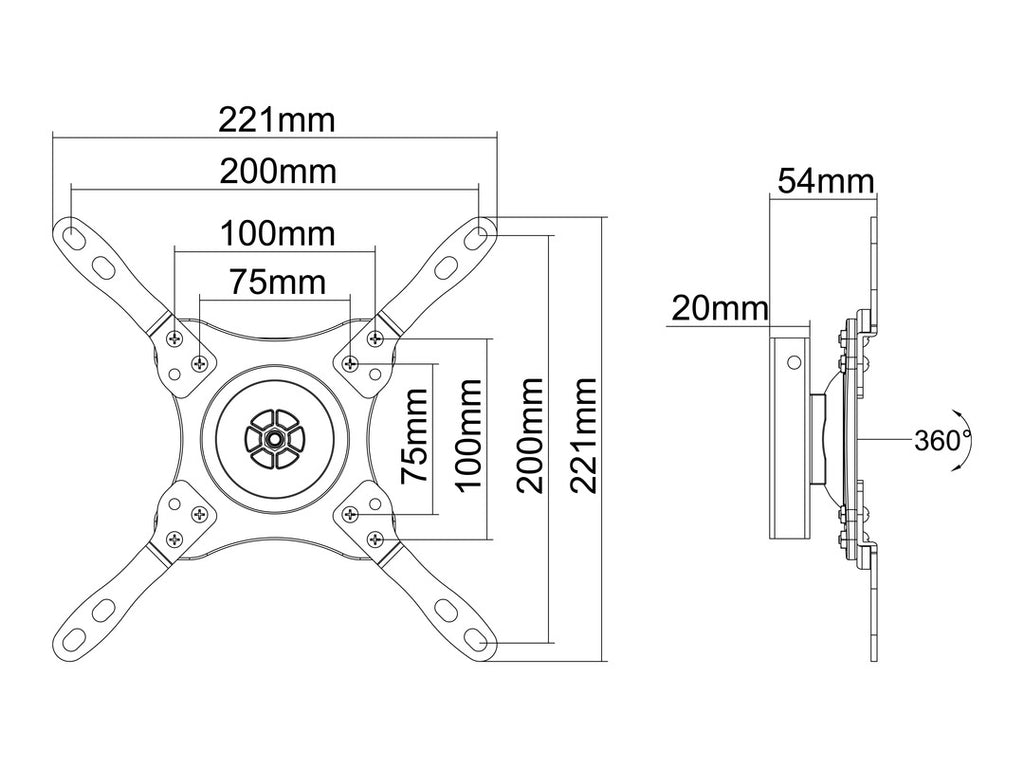 Support pour Téléviseur 81,3 cm (32") Noir, Modèle 3497