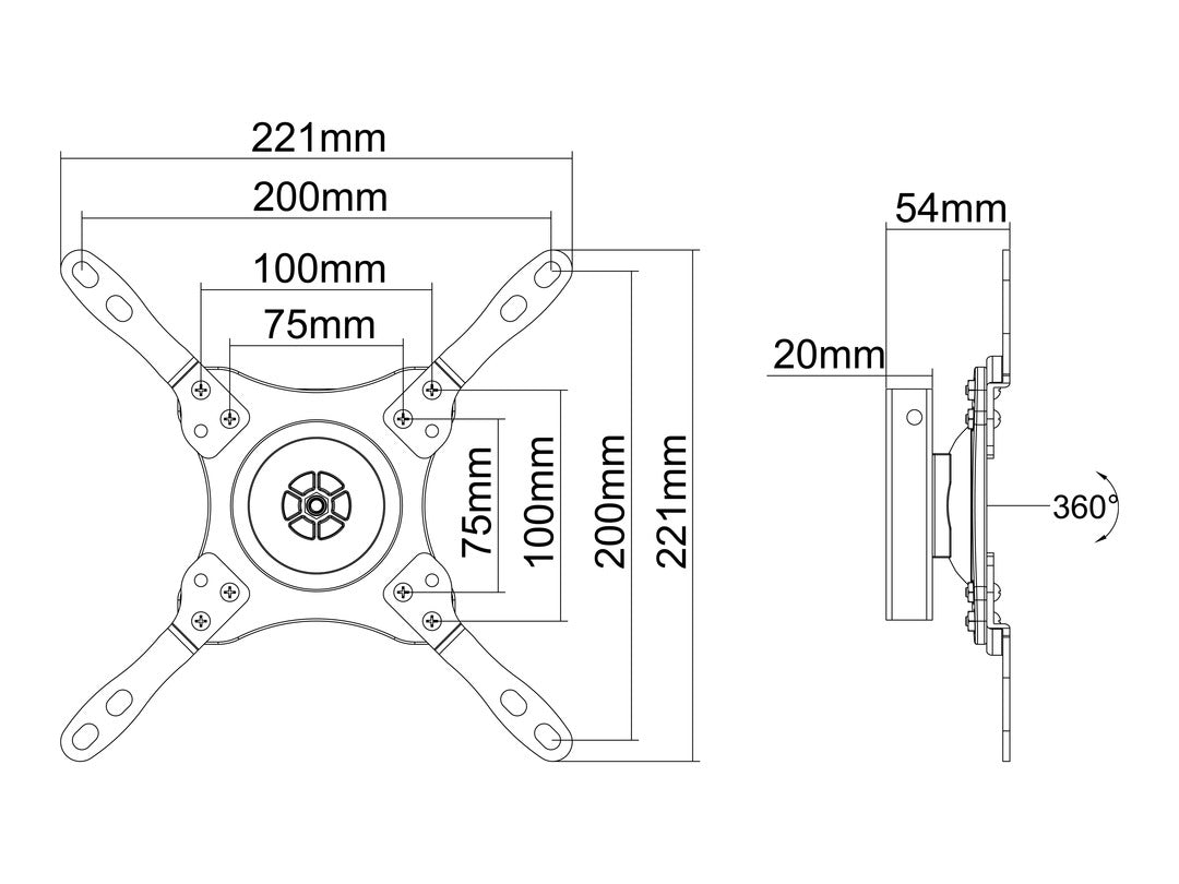 Support pour Téléviseur 81,3 cm (32") Noir, Modèle 3497