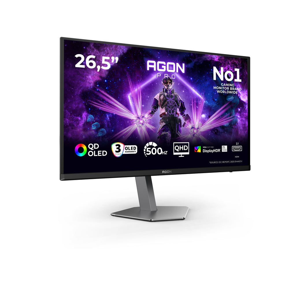 AOC AGON PRO AG276QKD2 écran plat de PC 67,3 cm (26.5") 2560 x 1440 pixels Quad HD QD-OLED Noir, Gris