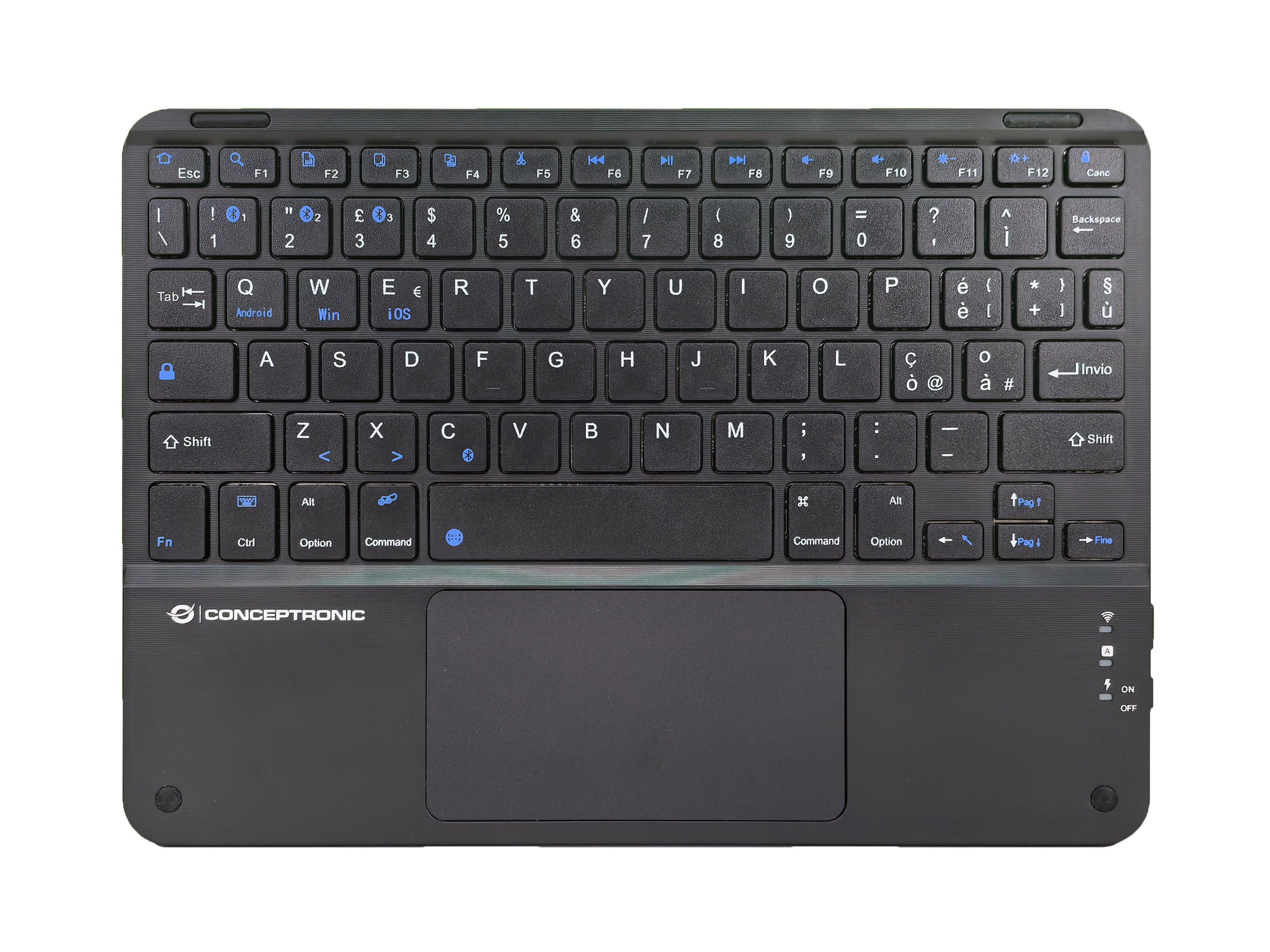 Conceptronic TOBIN01BIT clavier Universel Bluetooth QWERTY Italien Noir