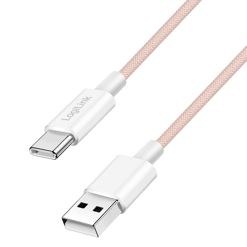 LogiLink CU0324 câble USB USB 2.0 1 m USB A USB C 0,48 Gbit/s 60 W Rose