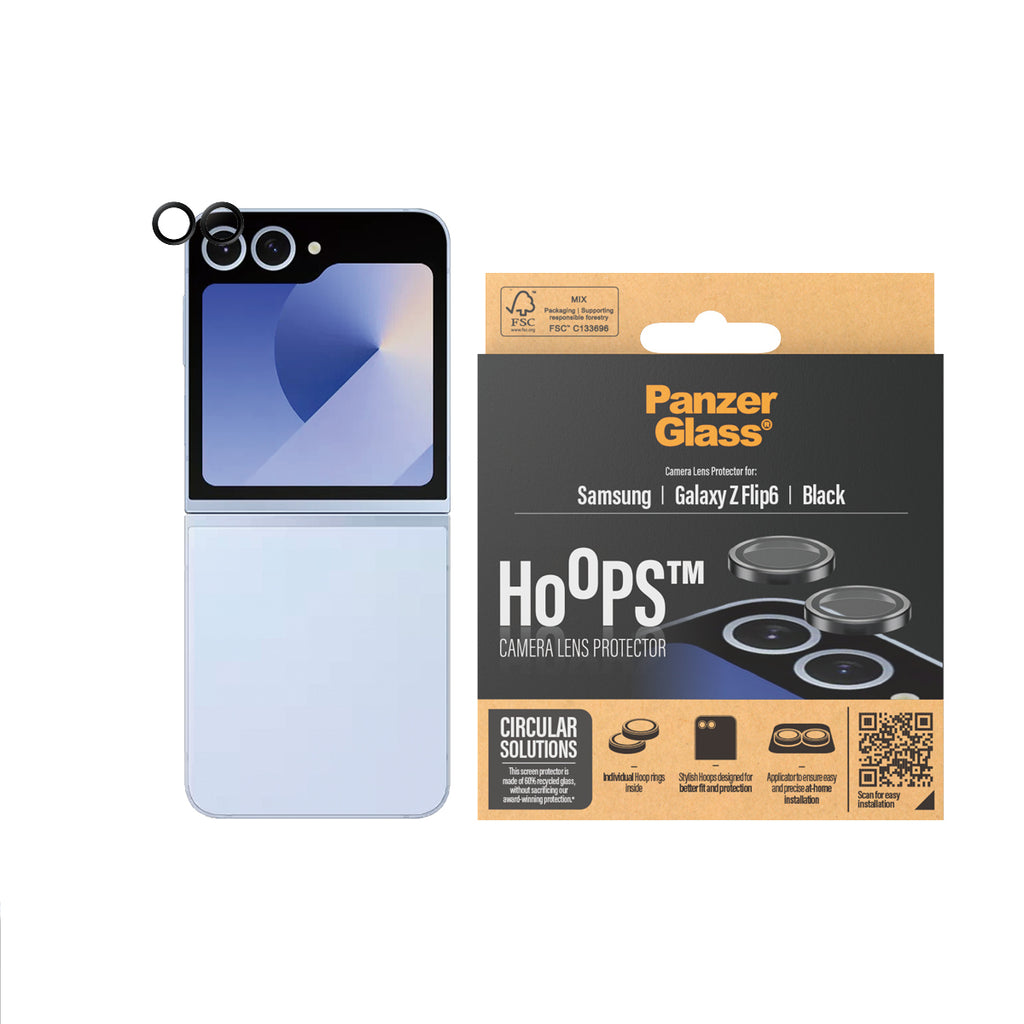 PanzerGlass PanzerGlass ® Hoops® Camera Lens Protector Black Samsung Galaxy Z Flip6 Protection d'écran transparent 1 pièce(s)