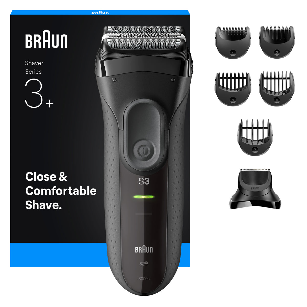 Braun 3000BT Rasoir à grille Tondeuse Noir, Gris