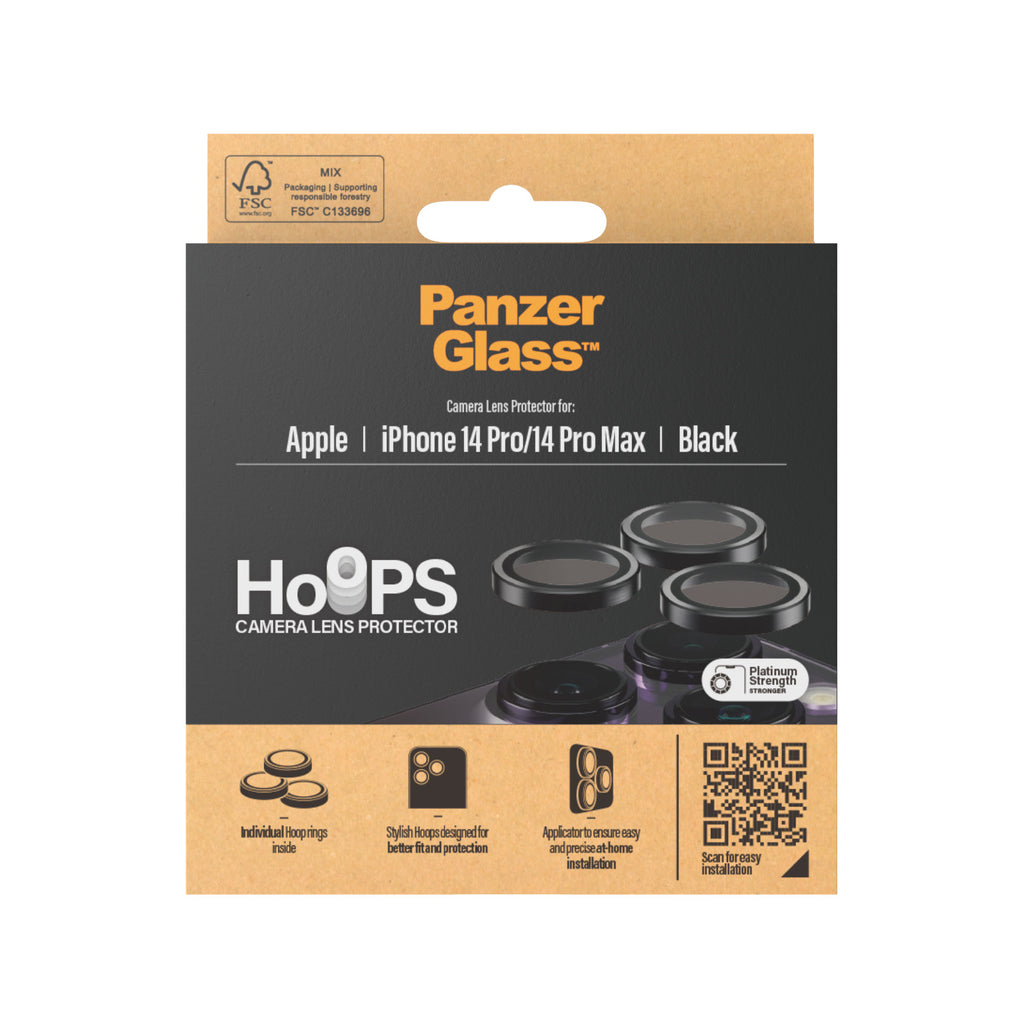 PanzerGlass PanzerGlass ® Hoops® Camera Lens Protector Black iPhone 14 Pro | 14 Pro Max Protection d'écran transparent Apple 1 pièce(s)