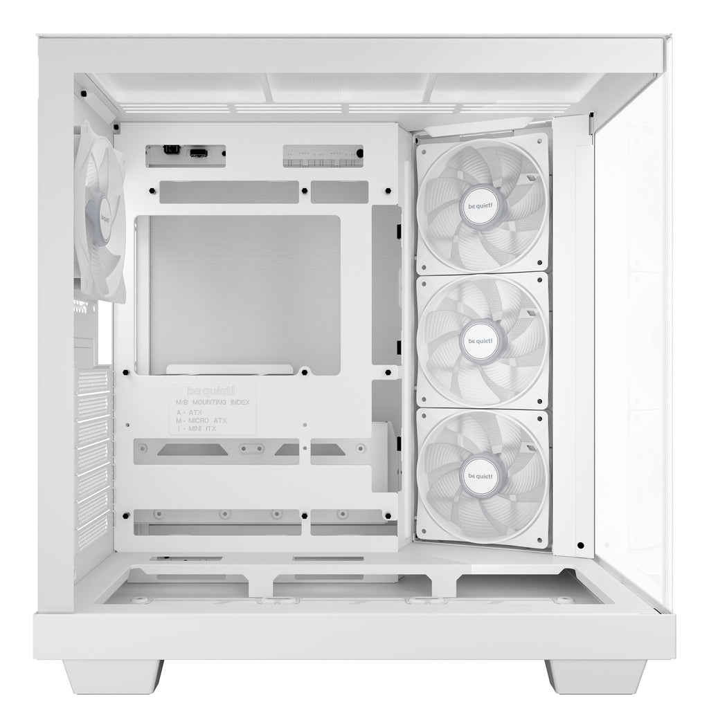 be quiet! Light Base 500 Blanc | Boîtier PC ARGB vitré, Mini ITX / Micro ATX / ATX, 4 ventilateurs Light Wings LX 120 mm