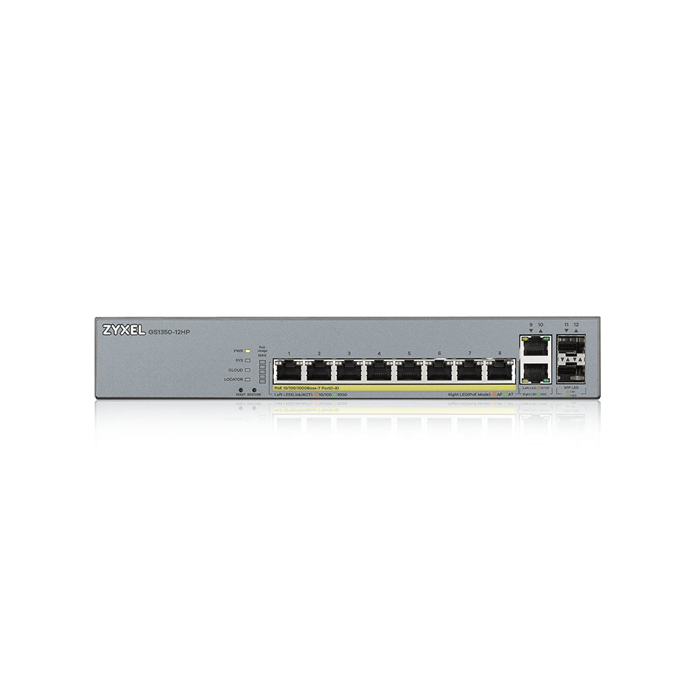 Zyxel GS1350-12HP-EU0101F Commutateur Réseau Géré L2 Gigabit Ethernet PoE Gris