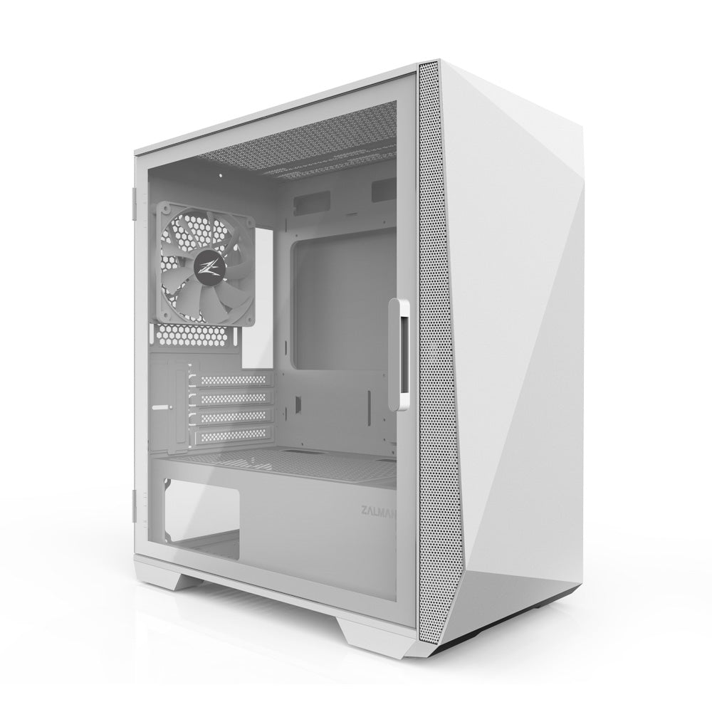 Zalman Z1 Iceberg White Boîtier PC mATX Mid Tower avec 3 Ventilateurs 120mm et Verre Trempé