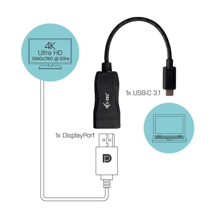 i-tec Adaptateur USB-C vers DisplayPort 4K 60Hz - vue 2
