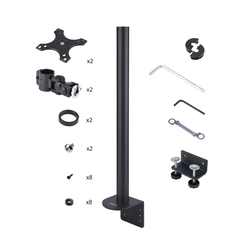 StarTech.com Support de Bureau pour 2 Moniteurs Empilés Verticalement jusqu'à 49", Capacité 32kg, Pince en C, VESA