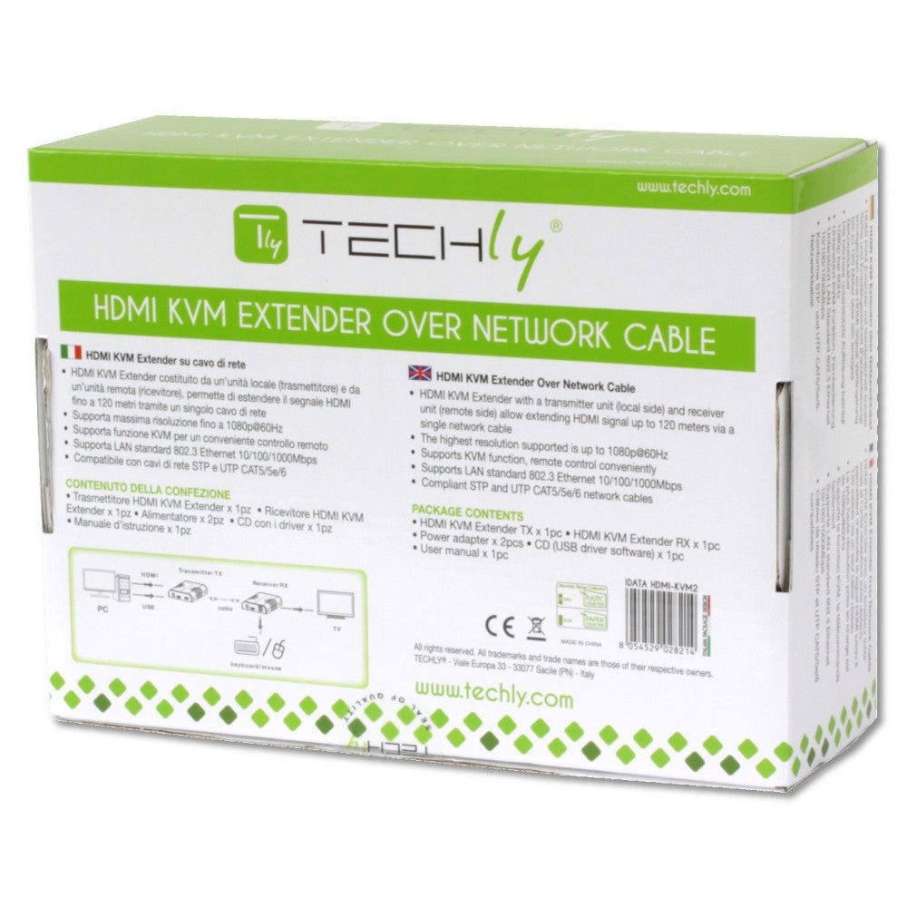 Techly IDATA HDMI-KVM2 extension KVM Émetteur et récepteur