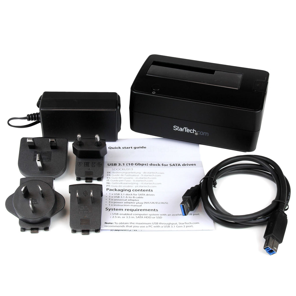 StarTech.com Station d'Accueil pour Disque Dur USB 3.1 à SATA à Baie Unique, Dock pour Disque Dur USB 3.1 (10 Gbps), Station d'Accueil pour HDD/SSD Externe 2.5/3.5" SATA III, Chargement par le Haut - vue 4