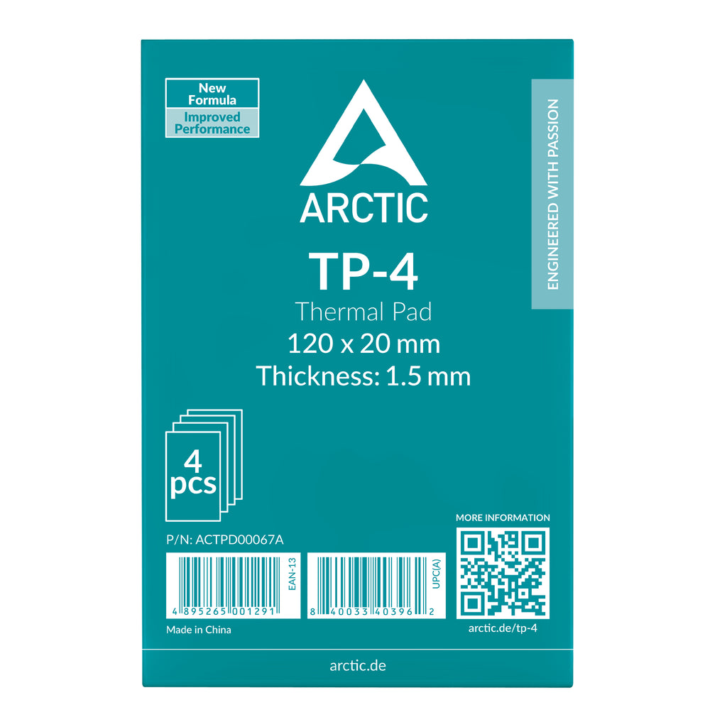 ARCTIC TP-4 Pads Thermiques, Lot de 4, Gris