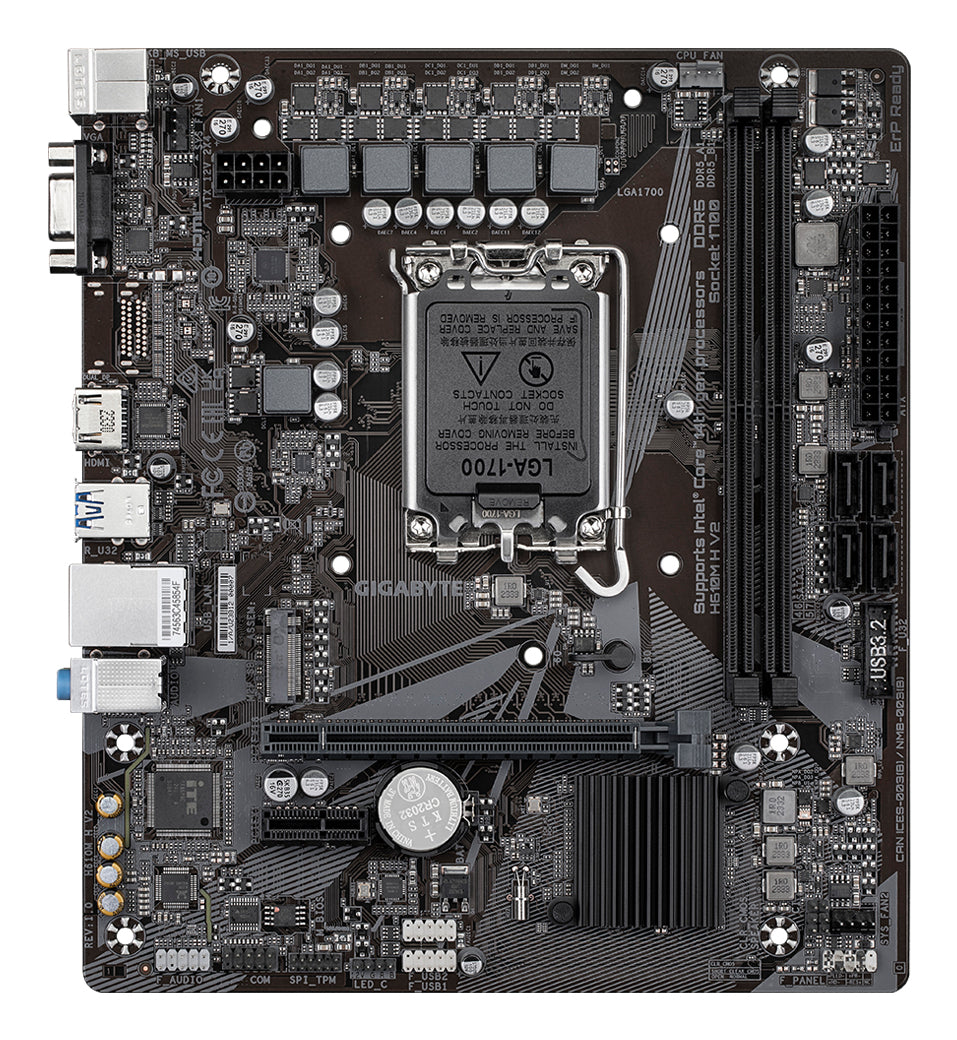 GIGABYTE H610M H V2 Carte mère - Compatible avec processeurs Intel Core 14th CPUs, 4+1+1 Hybrid Digital VRM, up to 5600MHz DDR5, 1xPCIe 3.0 M.2, GbE LAN, USB 3.2 Gen 1