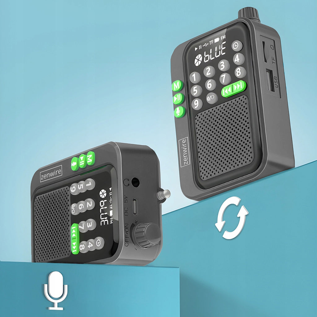 Mini radio FM de poche Bluetooth portable pour le chantier ou la cuisine, fonctionnant sur piles - Zenwire Y1