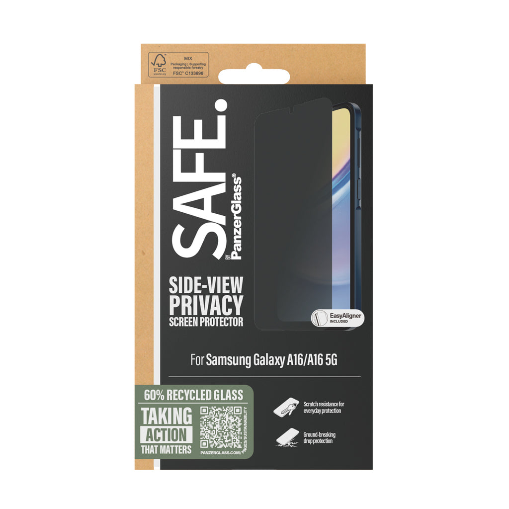 PanzerGlass SAFE. by ® 2-Way Privacy Screen Protector Samsung Galaxy A16 | A16 5G | Ultra-Wide Fit Protection d'écran transparent 1 pièce(s)