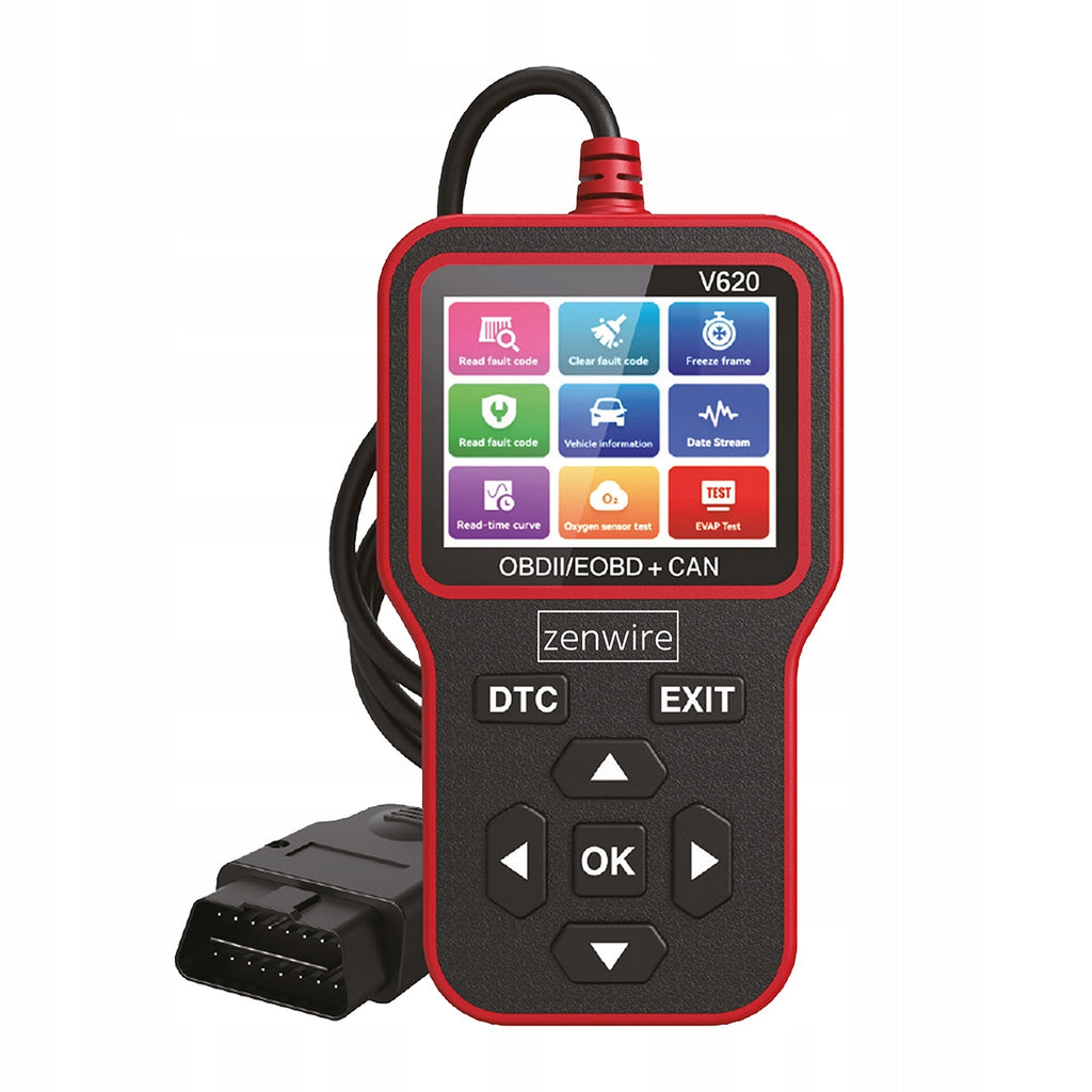 Interface, testeur, scanner de diagnostic, écran OBD2, ELM327, CAN, ordinateur Zenwire V620