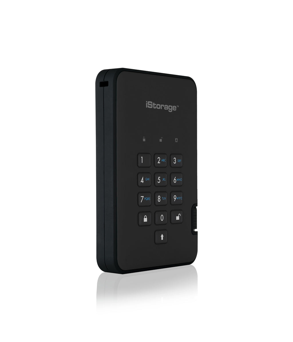 iStorage diskAshur2 256-bit 512GB USB 3.2 secure encrypted solid-state drive - Black IS-DA2-256-SSD-512-B - vue 2