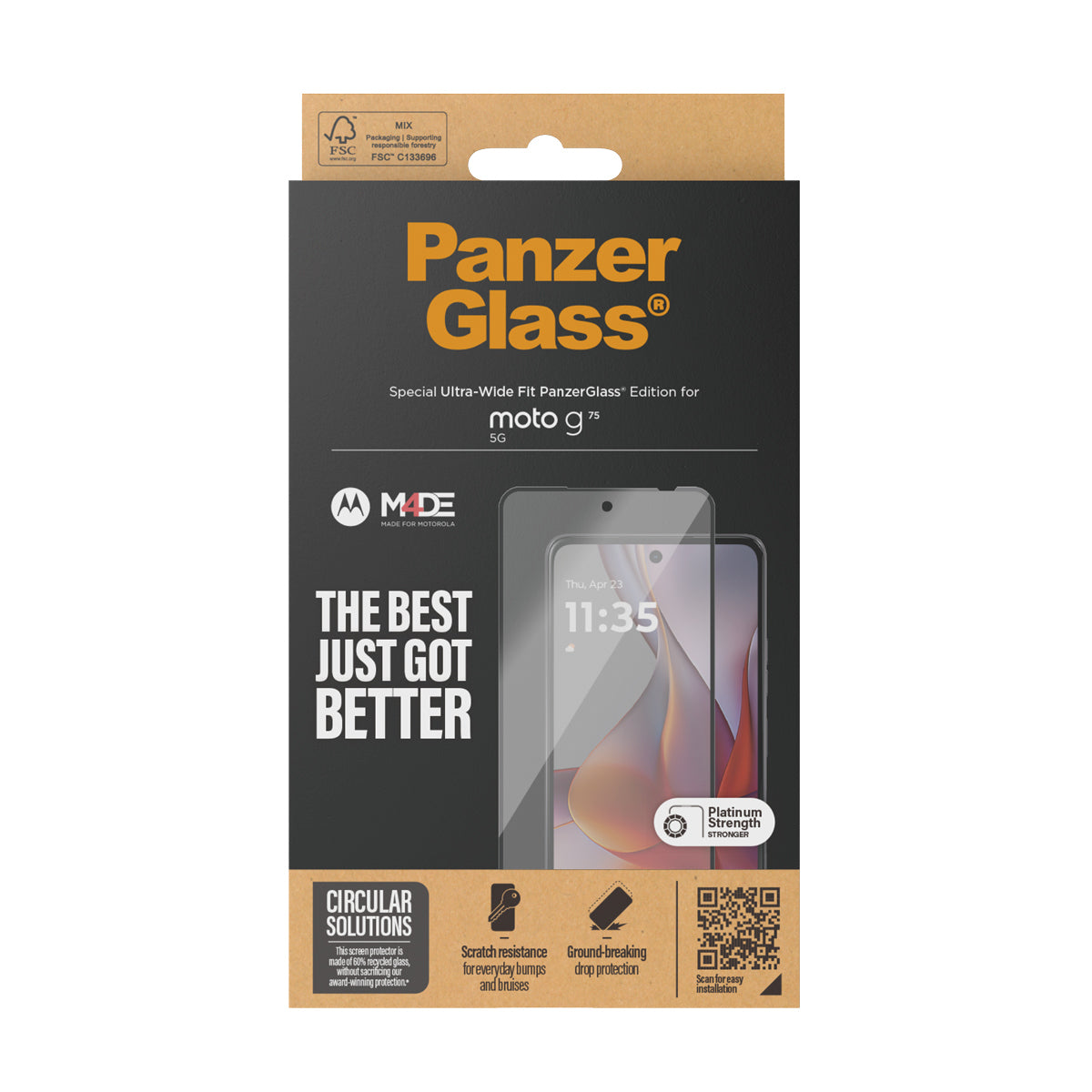 PanzerGlass ® Screen Protector Motorola moto g75 5G | Ultra-Wide Fit Protection d'écran transparent 1 pièce(s)