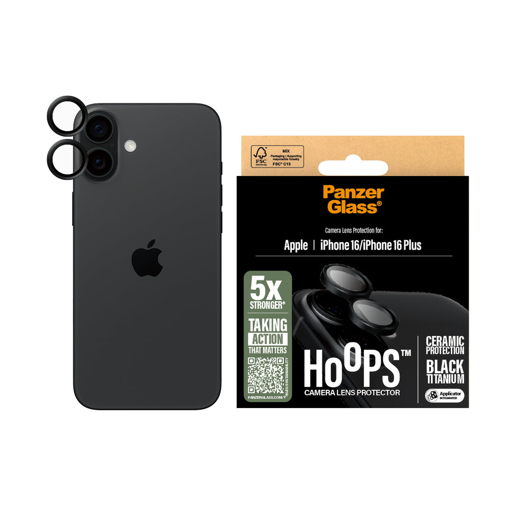 PanzerGlass ® Hoops® Ceramic Camera Lens Protector iPhone 16 | 16 Plus Protection d'écran transparent Apple 1 pièce(s)