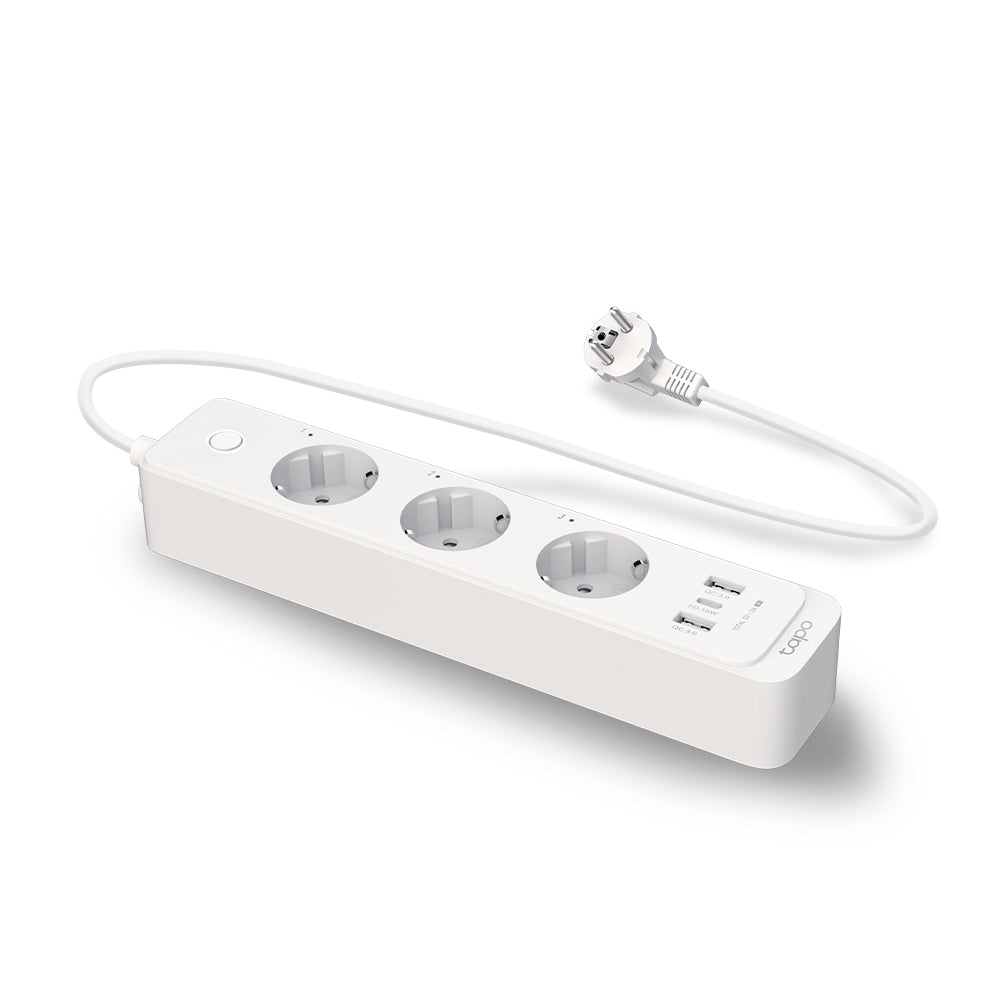 TP-Link Tapo P300 Multiprise Connectée 3 Prises Type F, 2300W, Câble 1,5m, Blanc