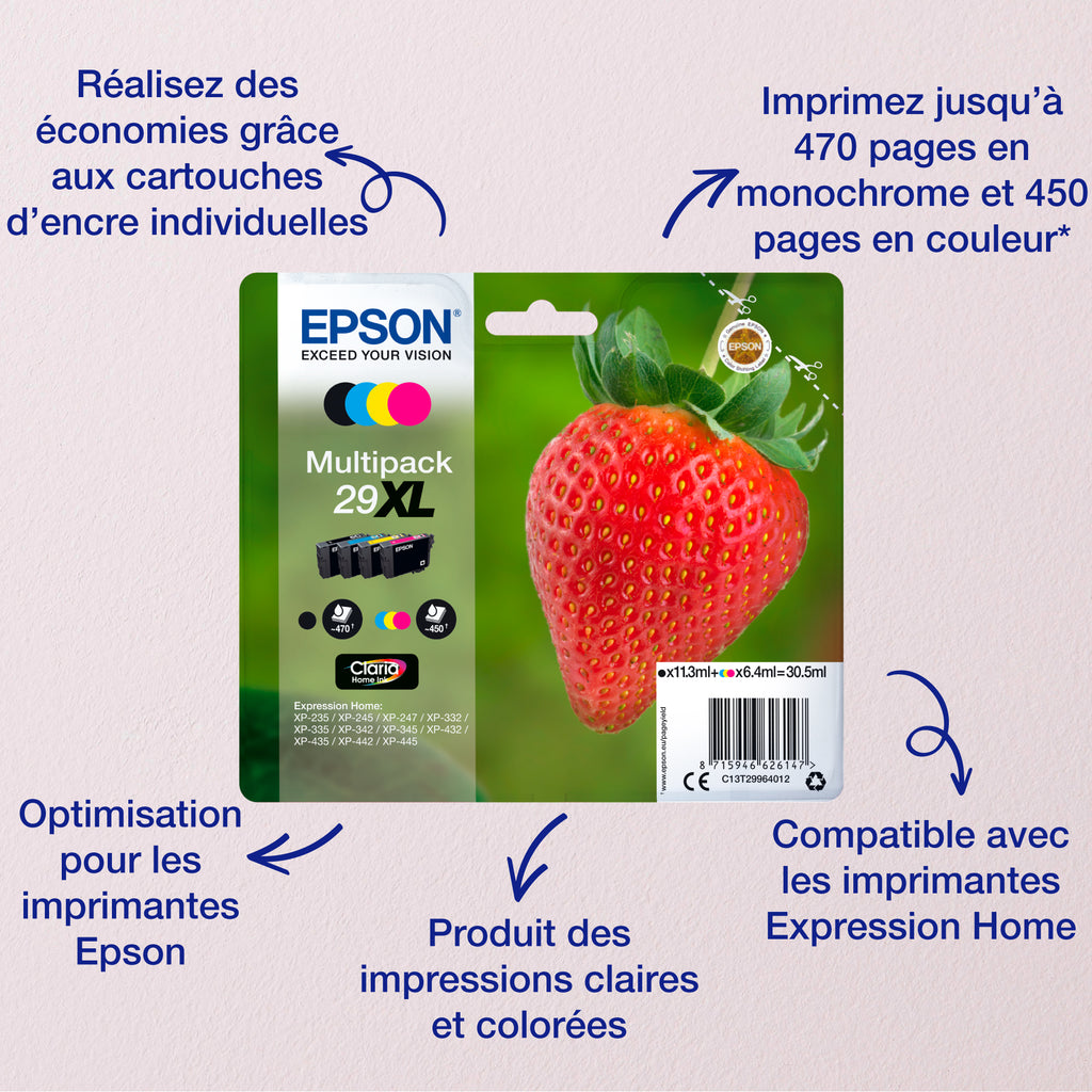 Epson Strawberry Multipack 29 Encre Claria Home N, C, M, J