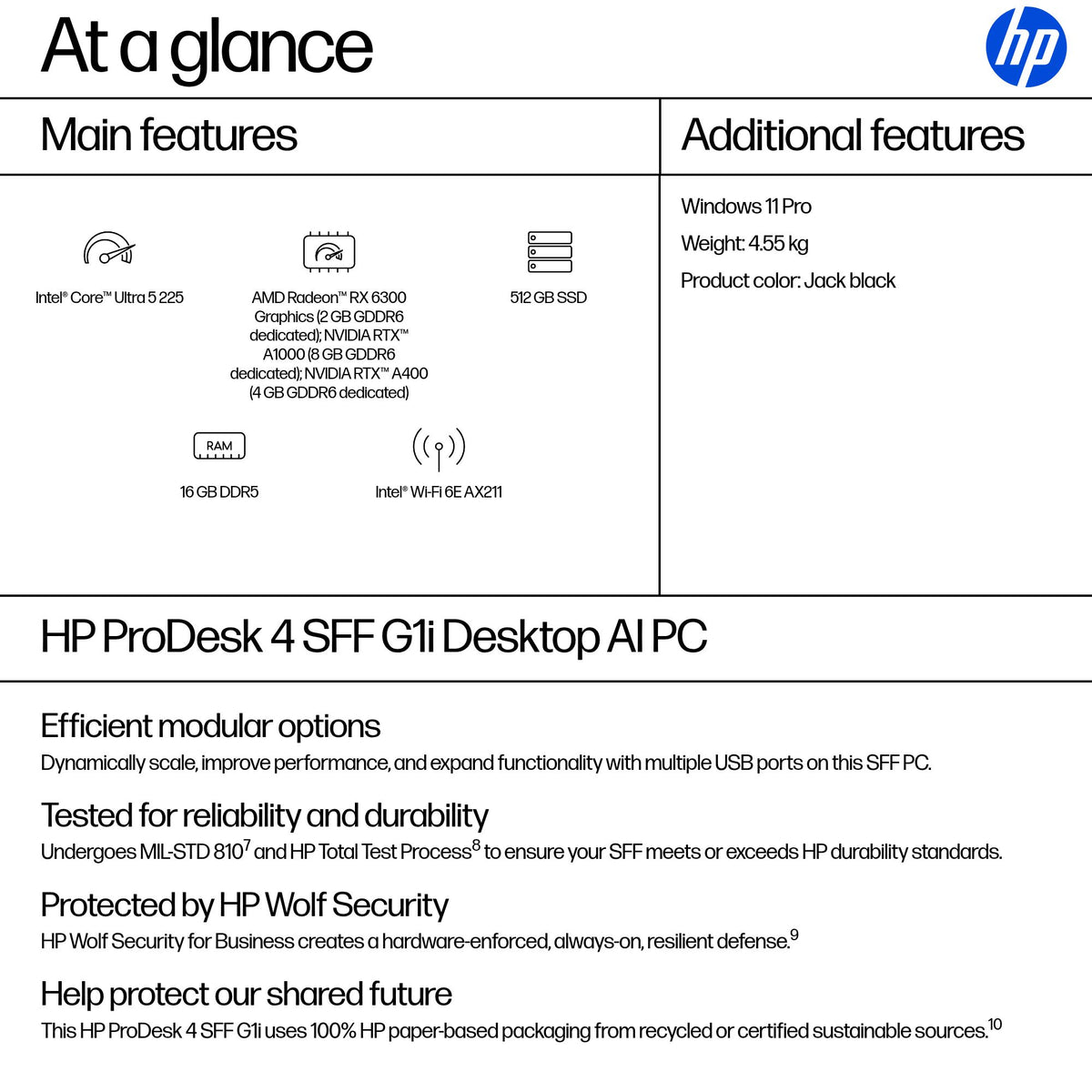 HP ProDesk 4 G1i SFF Ultra 5 225 16GB 512GB Intel Graphics Windows 11 Pro