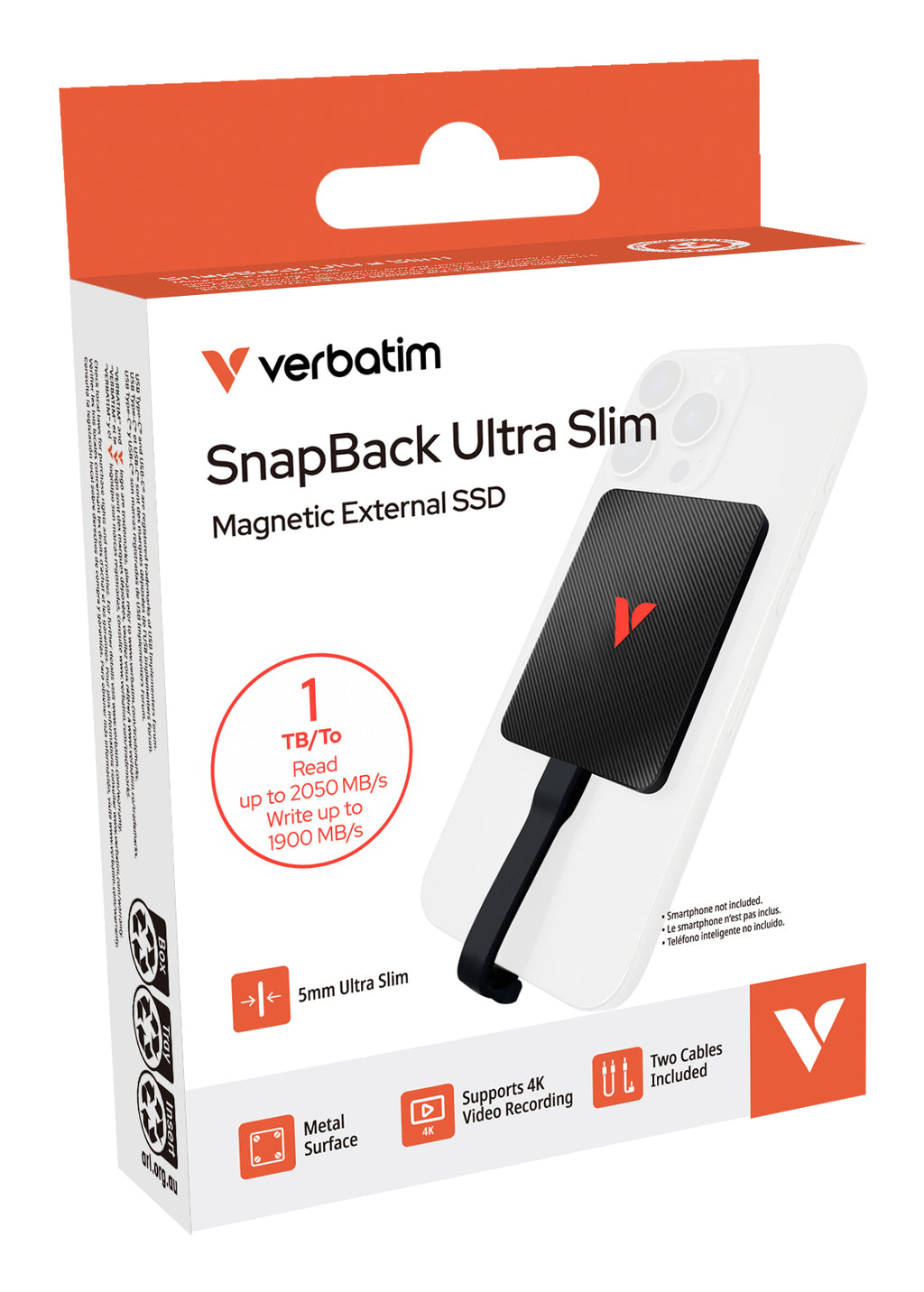 Verbatim SnapBack Ultra Slim SSD 1TB 1 To USB Type-C USB 3.2 Gen 2x2 Noir