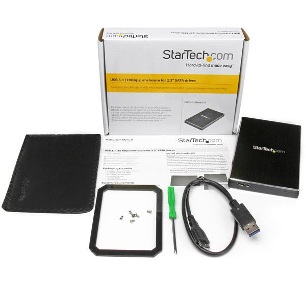 StarTech.com Boîtier USB 3.1 Gen 2 10 Gb/s pour Disque Dur SATA III 2,5 pouces