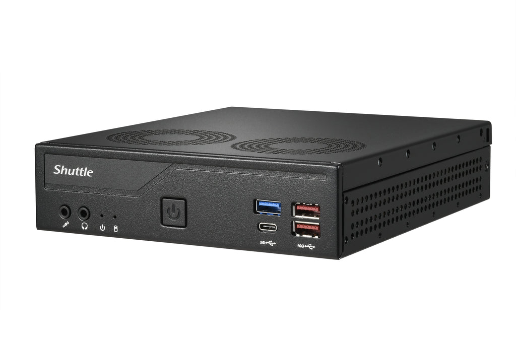 Shuttle Slim PC DH770 , S1700, 2x HDMI, 2x DP , 2x 2.5G LAN, 2x COM, 8x USB, 1x 2.5", 2x M.2, fonctionnement permanent 24/7, attaches VESA