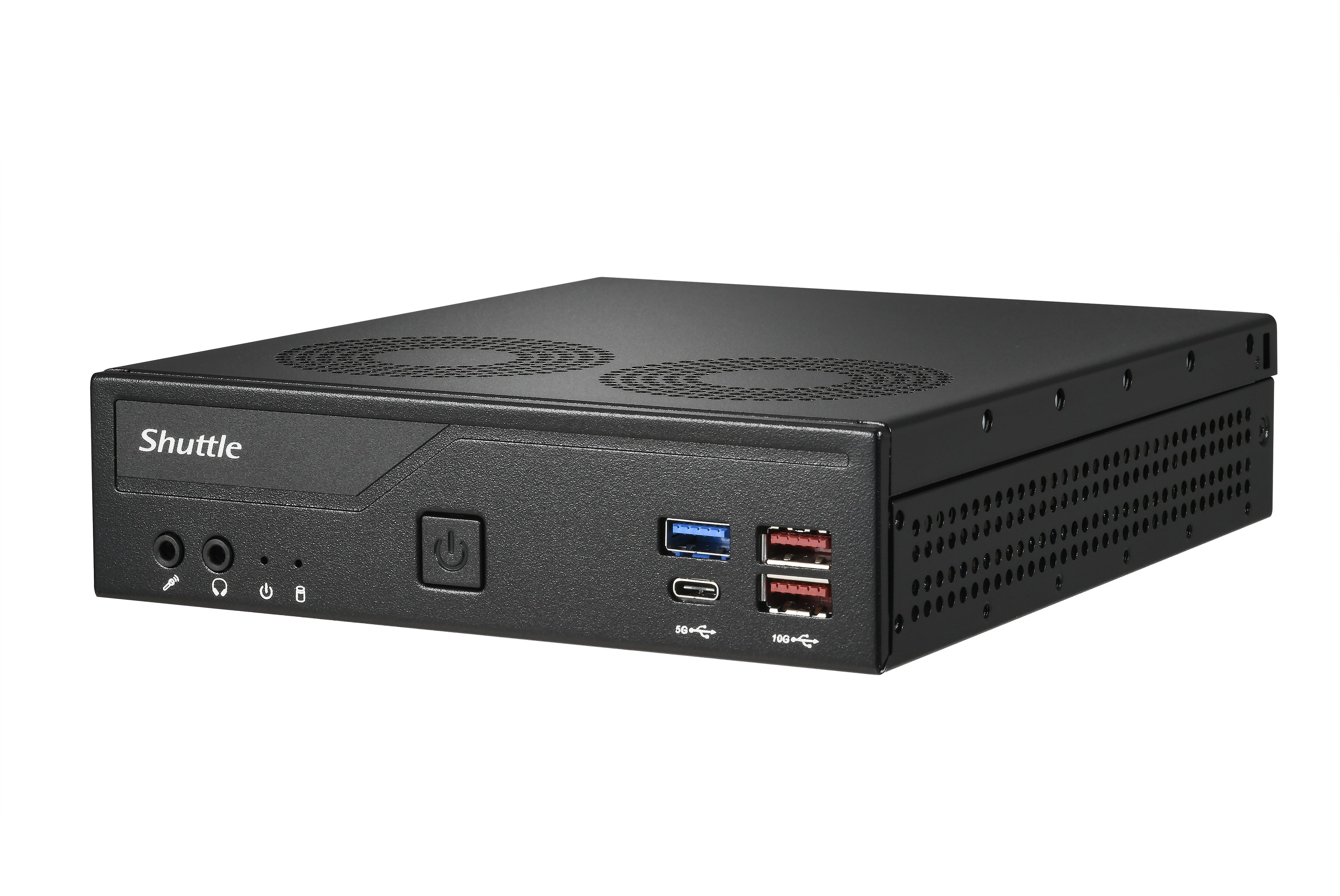Shuttle Slim PC DH770 , S1700, 2x HDMI, 2x DP , 2x 2.5G LAN, 2x COM, 8x USB, 1x 2.5", 2x M.2, fonctionnement permanent 24/7, attaches VESA