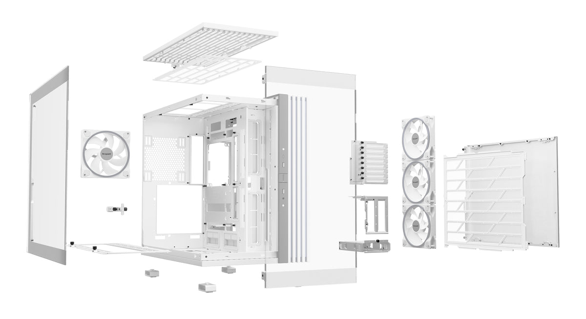 be quiet! Light Base 900 FX Blanc | Boîtier PC ARGB vitré, Mini ITX / Micro ATX / ATX / E-ATX / XL-ATX, 4 ventilateurs L