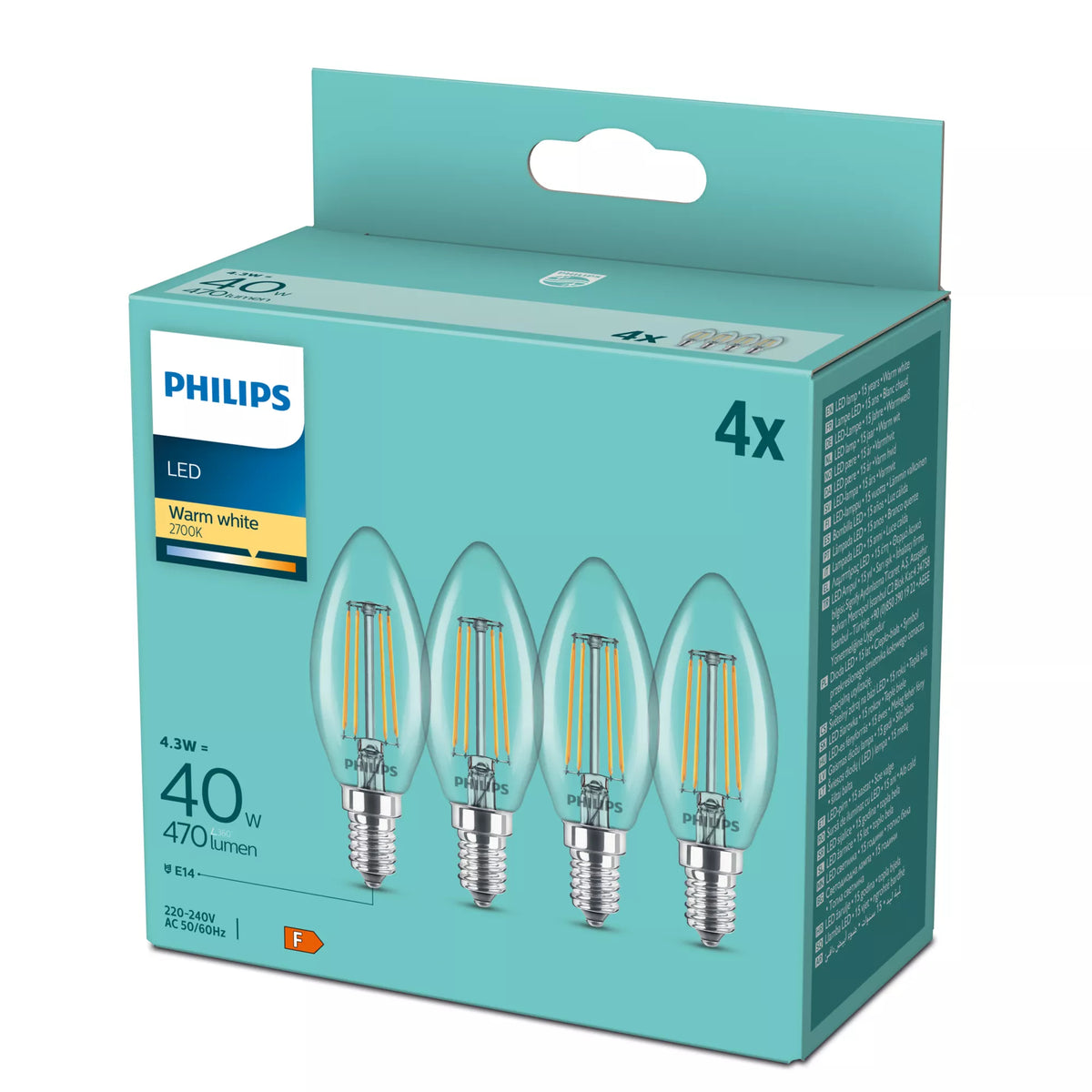 Philips 8718699696931 ampoule LED Blanc chaud 2700 K 4,3 W E14 F - vue 2