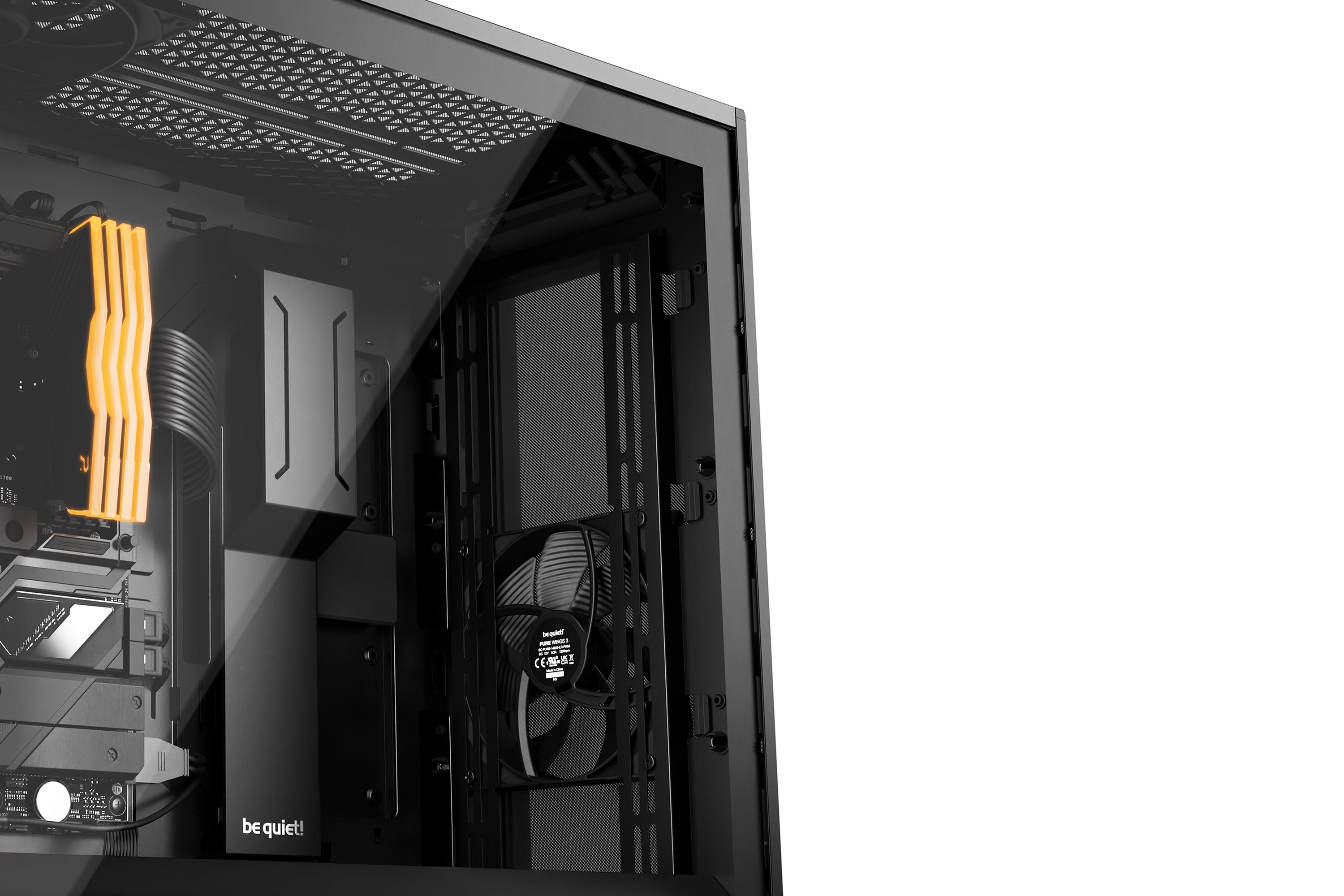 be quiet! Shadow Base 800 Noir | Boîtier PC vitré, Mini ITX / Micro ATX / ATX / E-ATX, 3 ventilateurs Pure Wings 3 140 mm PWM