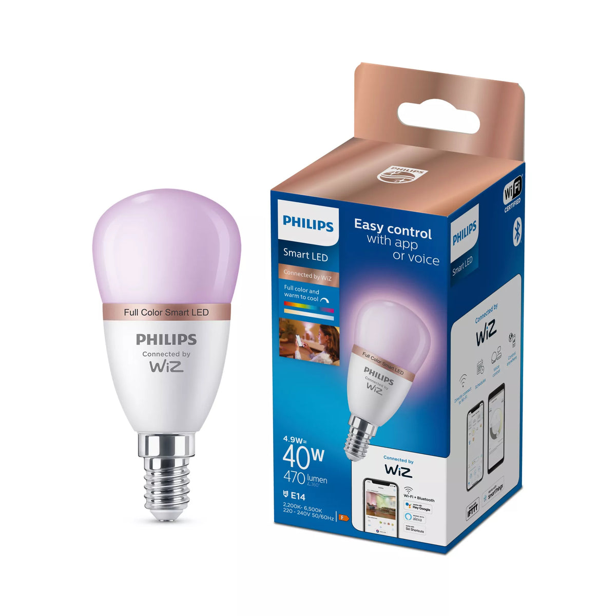 Philips Ampoule RGB LED connectée P45, base E14, 470 lm - vue 2