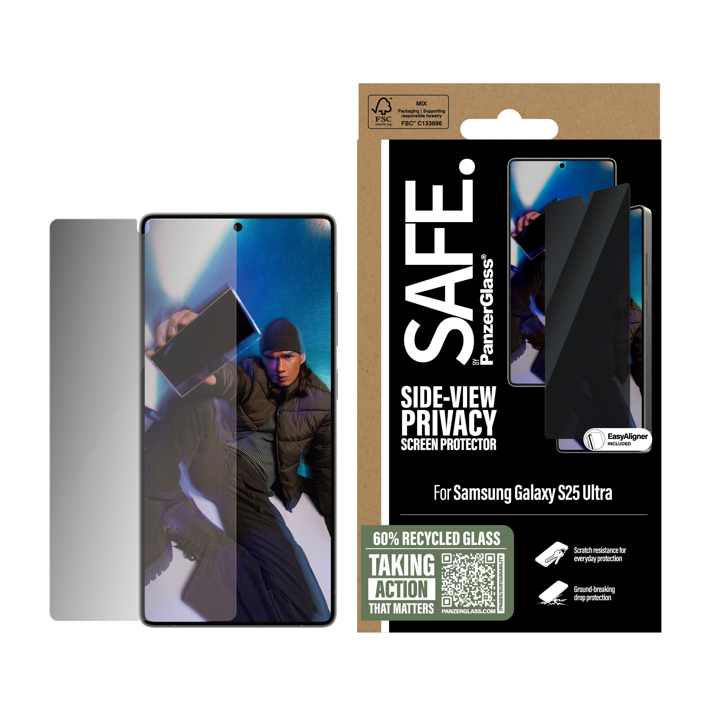 PanzerGlass SAFE. by ® 2-Way Privacy Screen Protector Samsung Galaxy S25 Ultra | Ultra-Wide Fit w. EasyAligner Protection d'écran transparent 1 pièce(s)
