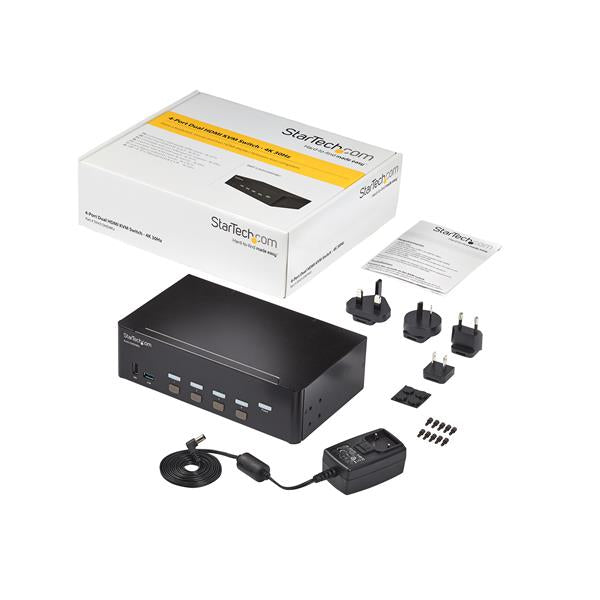 StarTech.com Switch KVM HDMI 4K 30Hz 4 Ports Double Affichage avec Hub USB