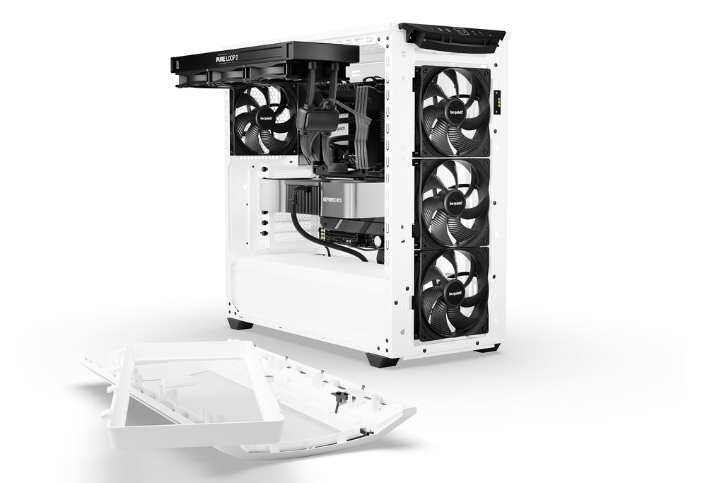 be quiet! Shadow Base 800 Blanc | Boîtier PC ARGB vitré, Mini ITX / Micro ATX / ATX / E-ATX, 3 ventilateurs Pure Wings 3