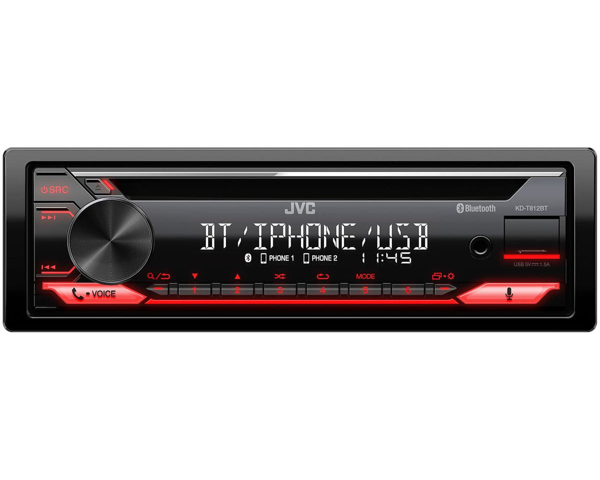 JVC KD-T812BT Noir, Rouge 200 W Bluetooth
