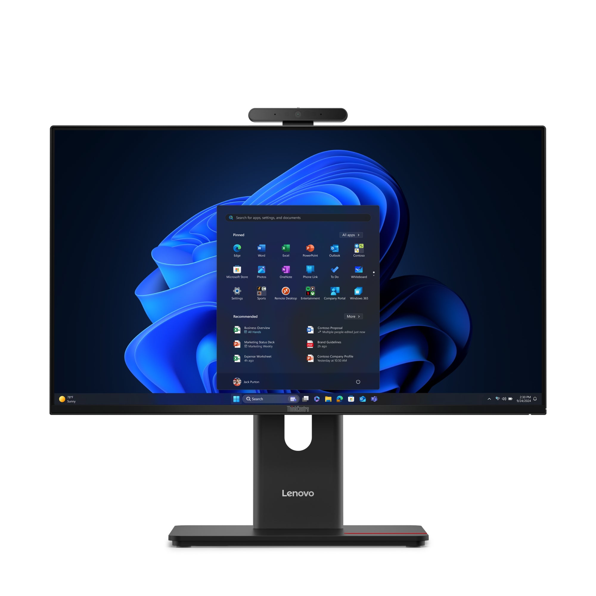 Lenovo ThinkCentre M70a Gen 6 Intel Core Ultra 5 235T 60,5 cm (23.8") 1920 x 1080 pixels PC All-in-One 16 Go DDR5-SDRAM 512 Go SSD Windows 11 Pro Wi-Fi 6E (802.11ax) Noir