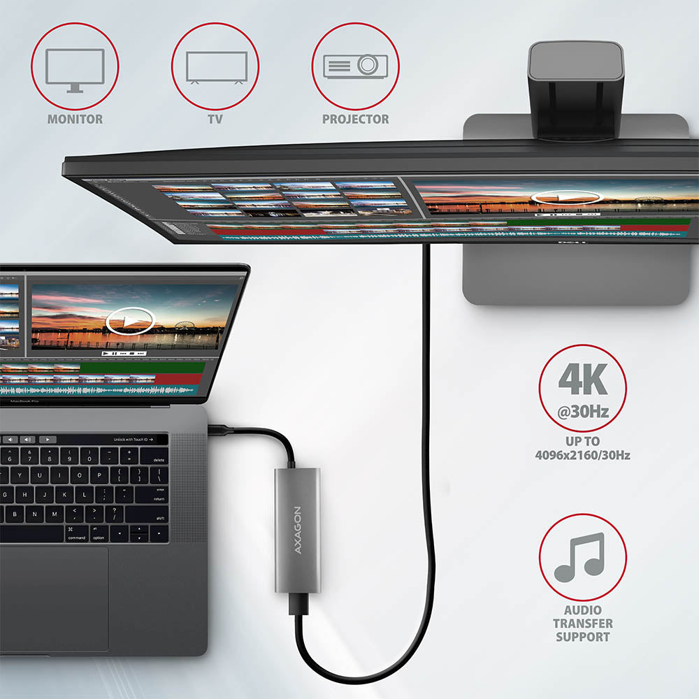 Axagon HMC-5G2 station d'accueil Avec fil USB 3.2 Gen 2 (3.1 Gen 2) Type-C Gris - vue 6