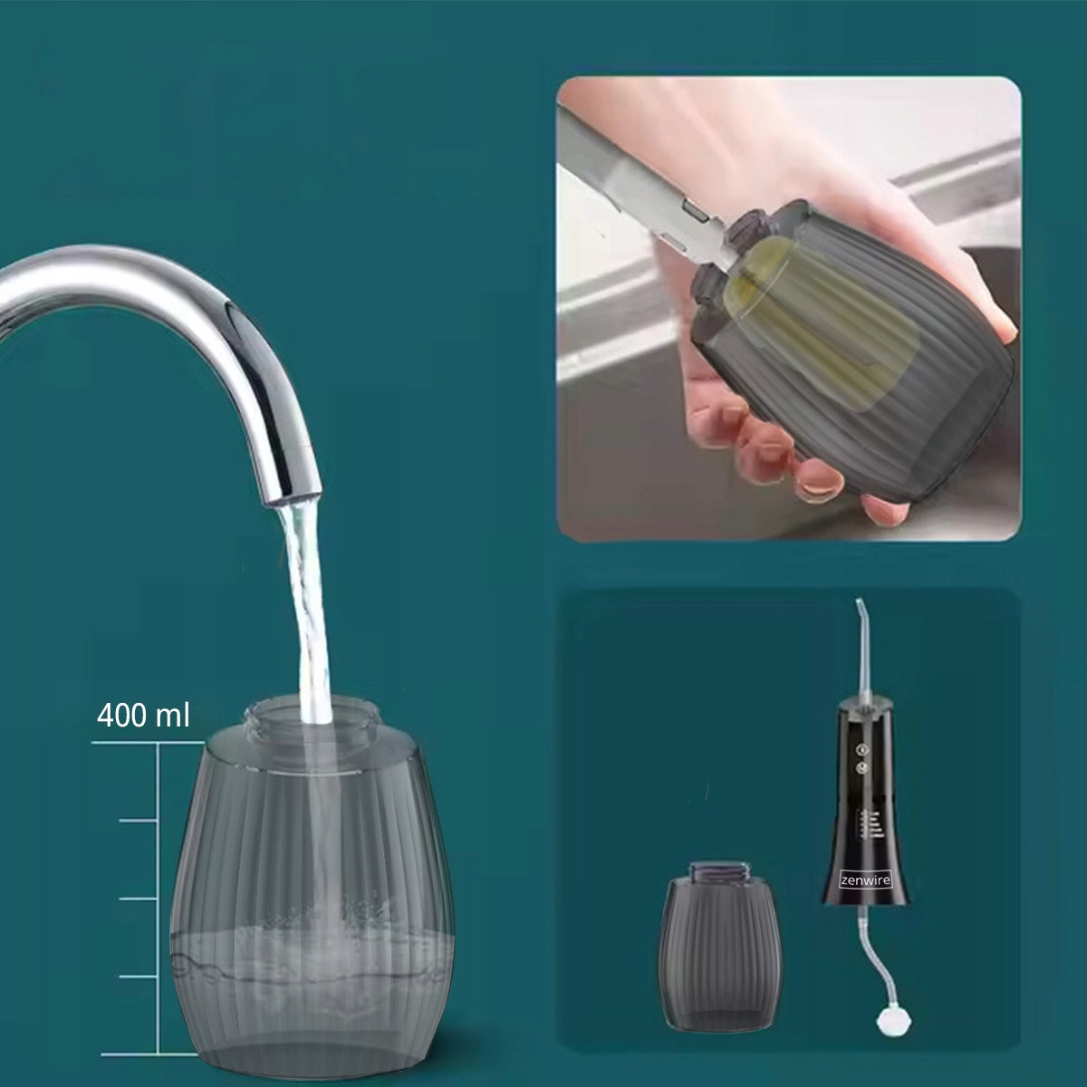 Irrigateur dentaire portable sans fil pour l'hygiène bucco-dentaire, 500 ml  Zenwire WF238