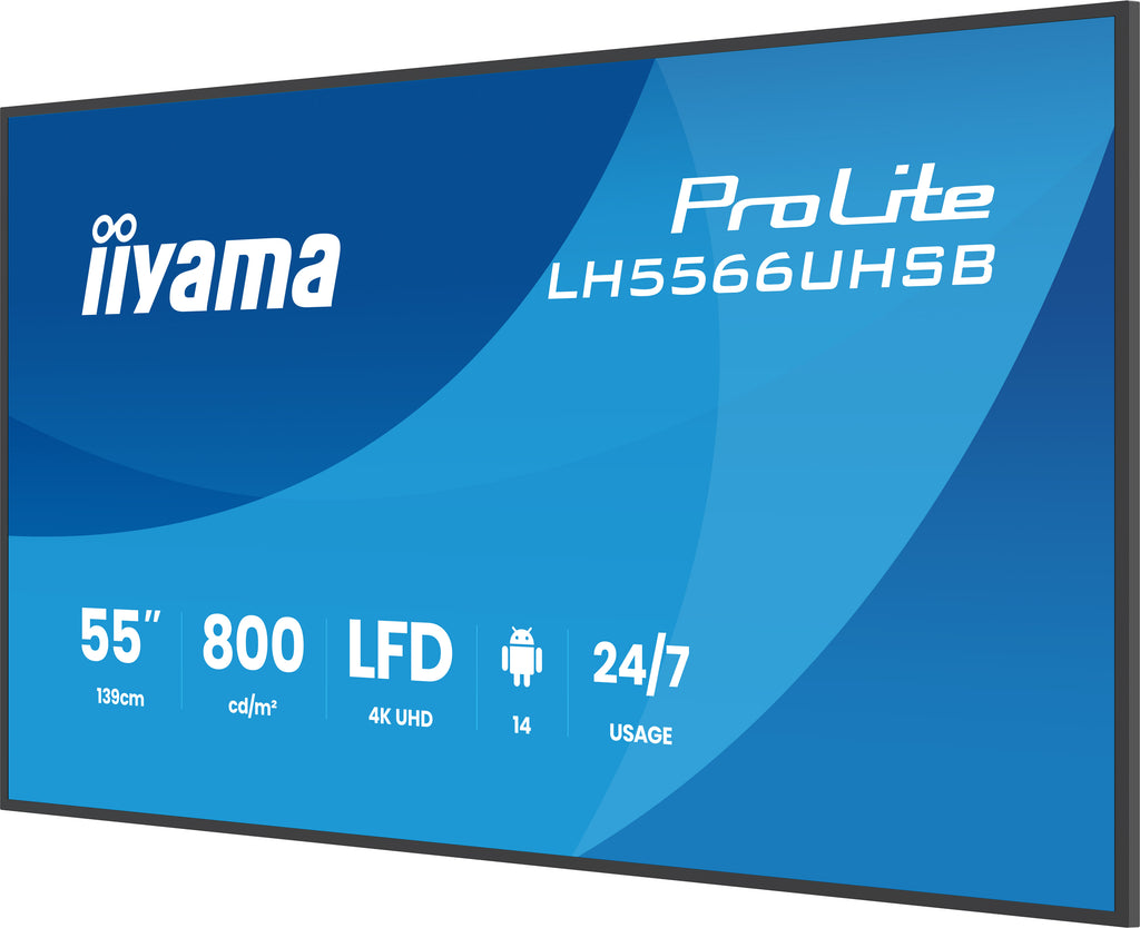 iiyama LH5566UHSB-B1AG Écran d'affichage dynamique Écran plat de signalisation numérique 139,7 cm (55") LCD Wifi 800 cd/m² 4K Ultra HD Noir Intégré dans le processeur Android 24/7 - vue 6