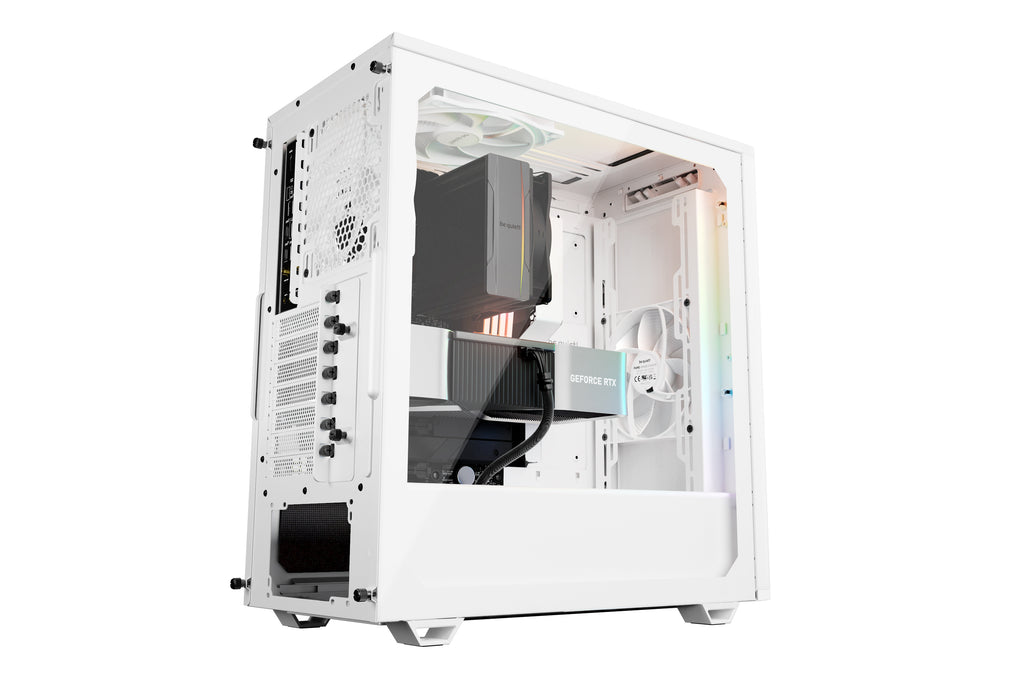 be quiet! Pure Base 501 Blanc | Boîtier PC vitré, Mini ATX / Micro ATX / ATX, 3 ventilateurs Pure Wings 3 140 mm PWM, bande ARGB