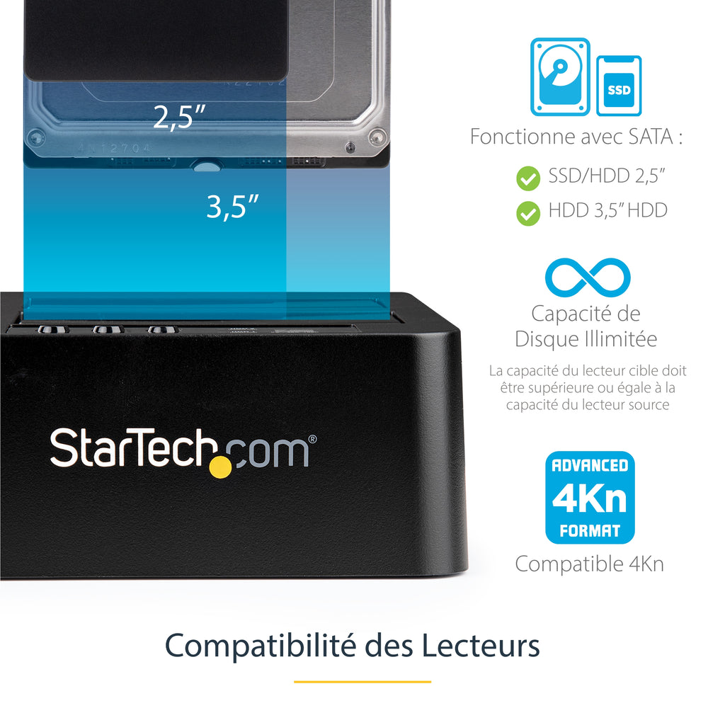 StarTech.com Duplicateur USB 3.1 Autonome pour Disques Durs SATA 2,5" et 3,5", 10 Gb/s