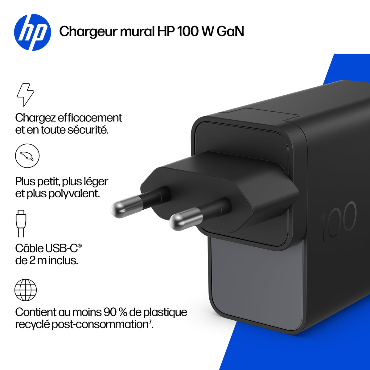 HP 100W Gallium Nitride Wall Charger EURO SmartBuy adaptateur de puissance & onduleur - vue 4