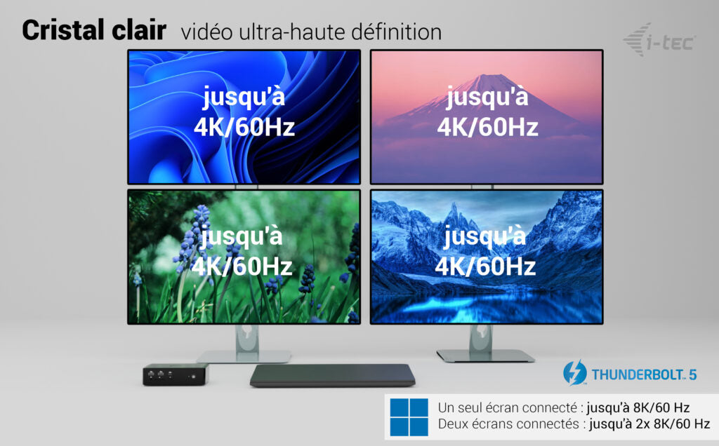 i-tec Thunderbolt 5 Quattro Display Docking Station, 5x USB, 2.5G LAN, Power Delivery 140W