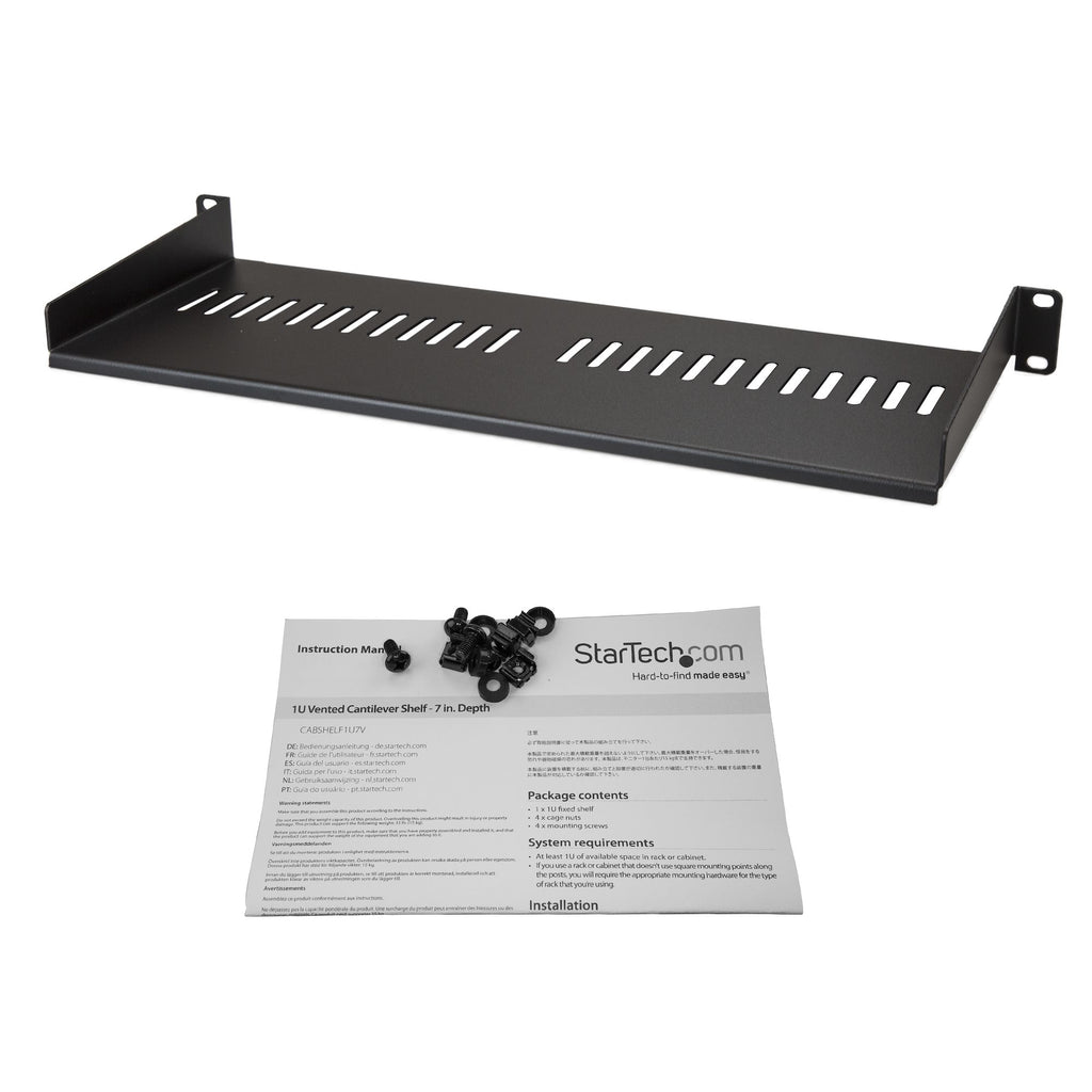 StarTech.com Étagère Ventilée 1U pour Rack Serveur, Profondeur 175 mm
