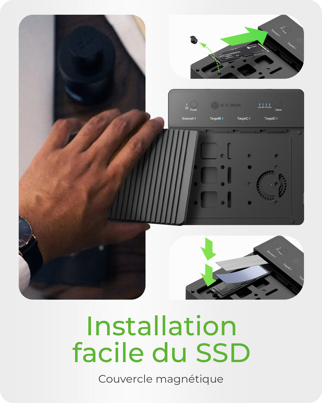 ICY BOX IB-4013MCL-C4 USB 4 Type-C Noir