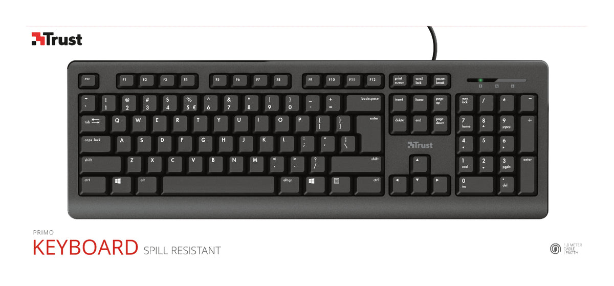 Trust Primo Clavier Médical USB Nordique Noir