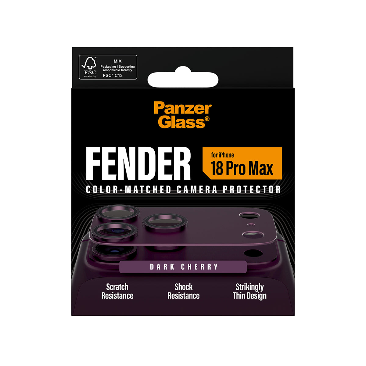 PanzerGlass ® Fender Camera Protector Dark Cherry iPhone 2026 Pro Max Protection d'écran transparent 1 pièce(s)